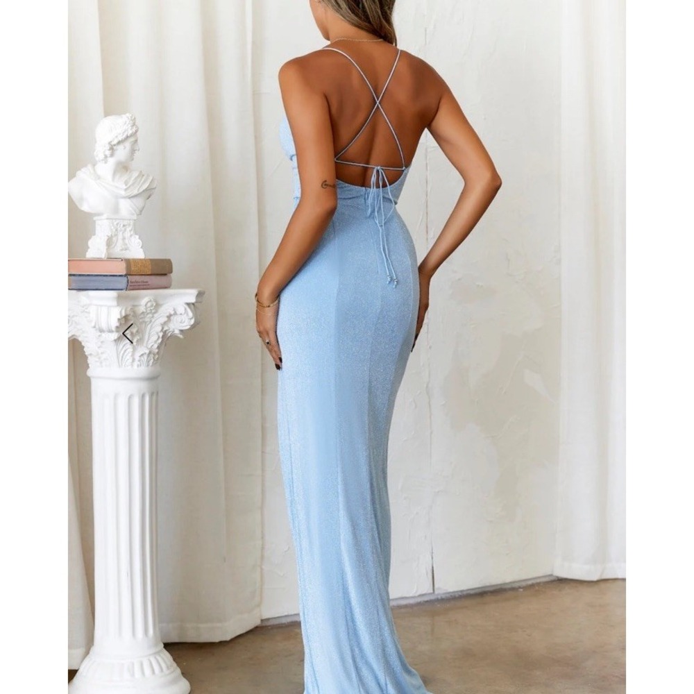 Hello Molly Dear Emilia Companion Star Maxi Dress Size XS Blue Lined Sparkle NWT - Picture 4 of 13